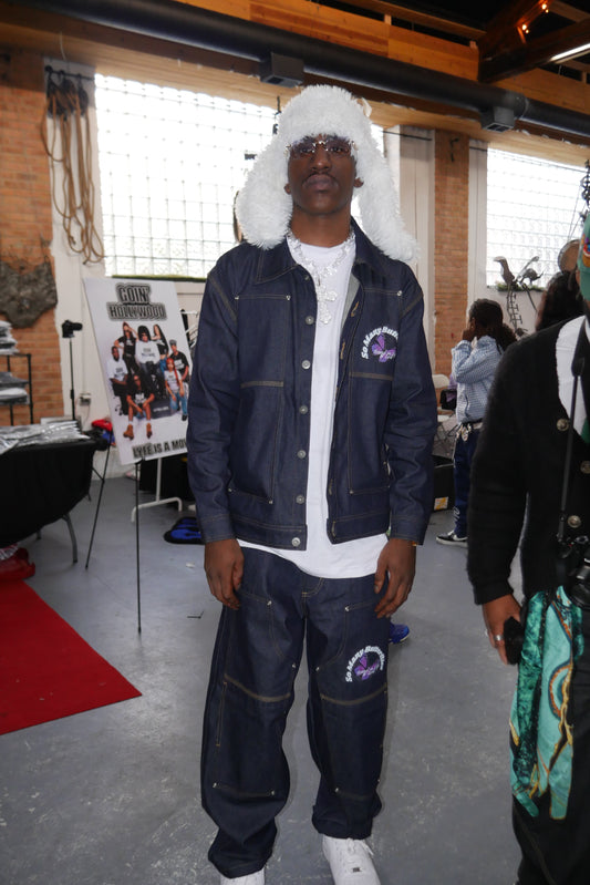 Denim Purple Butterflies Set