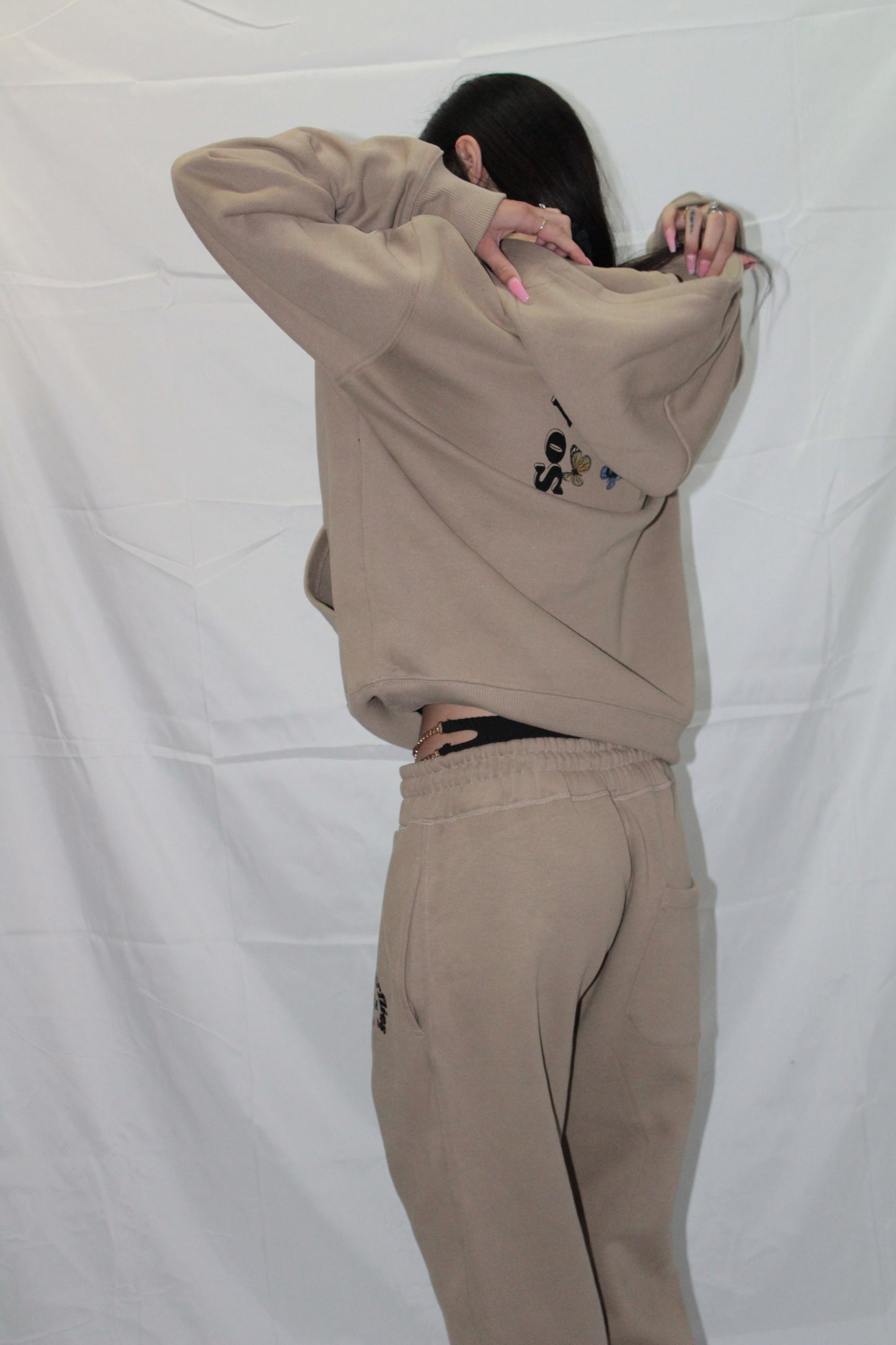 (Beige) So Many Butterflies Heavyweight Sweatsuit