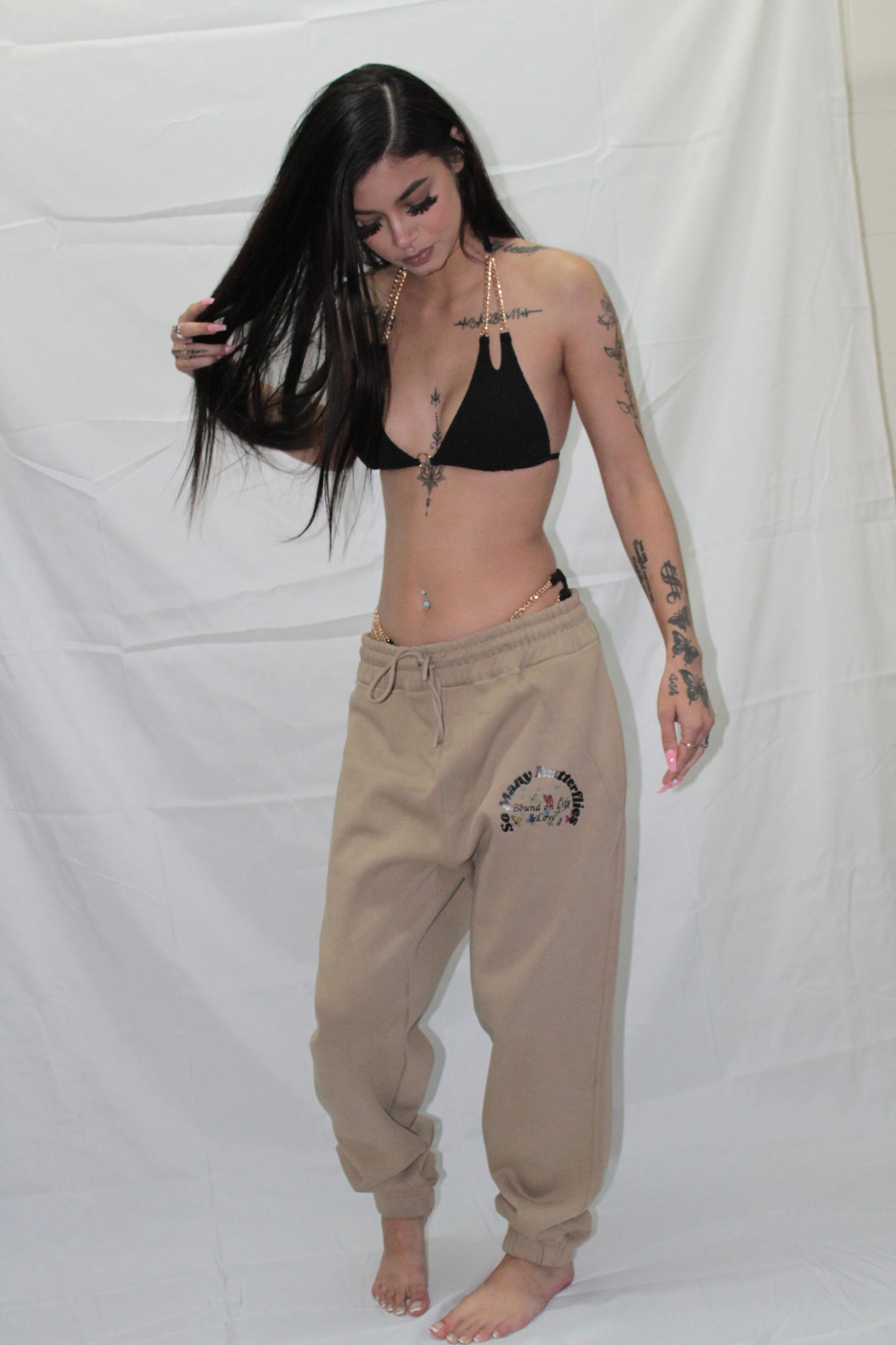 (Beige) So Many Butterflies Heavyweight Sweatsuit