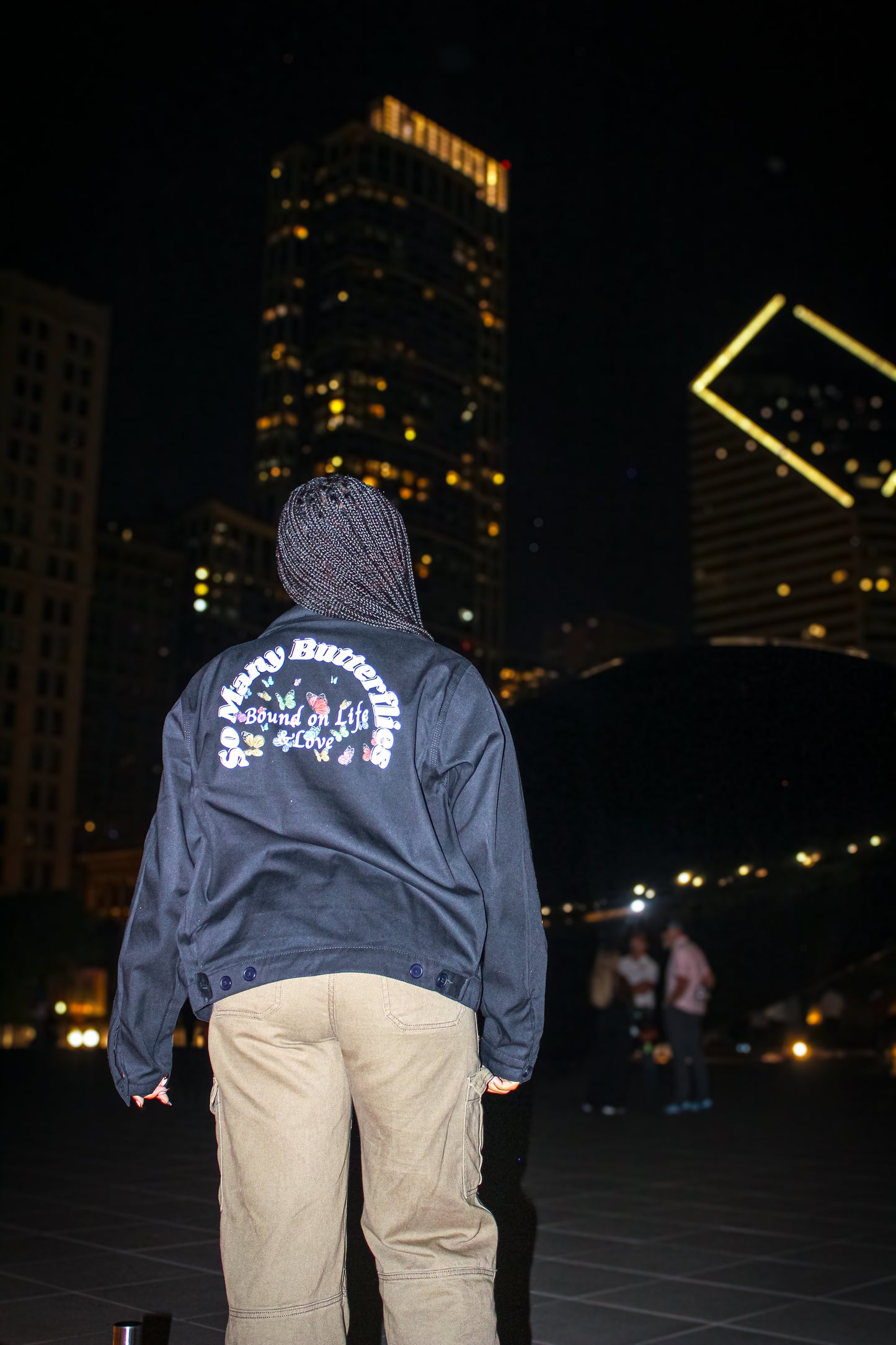 Black Denim Multi Butterfly jacket