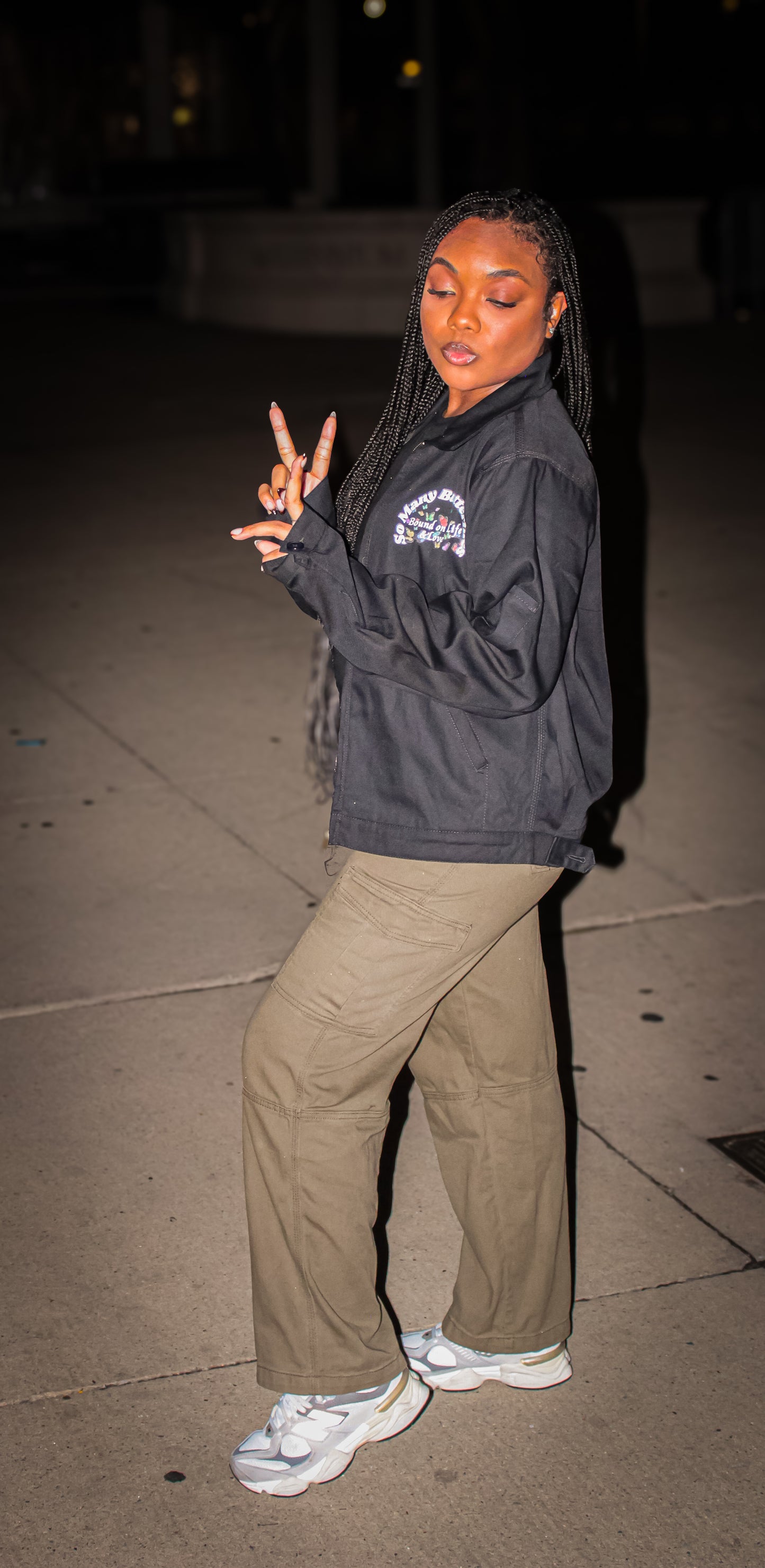 Black Denim Multi Butterfly jacket