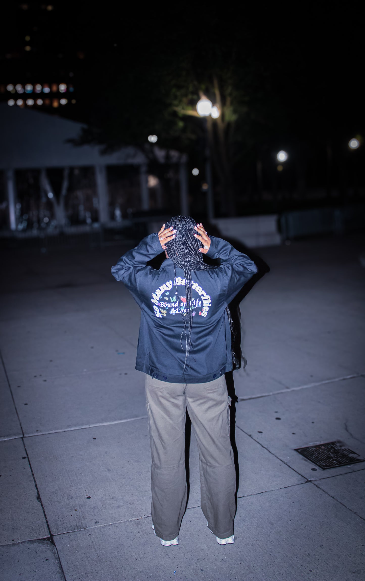 Black Denim Multi Butterfly jacket