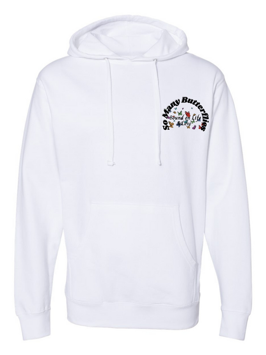 (White) Vintage Butterflies Black So Many Butterflies Hoodie